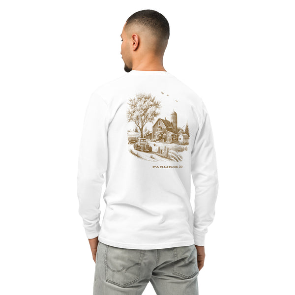 Traditional Farm Scene Comfort Colors Long Sleeve Shirt