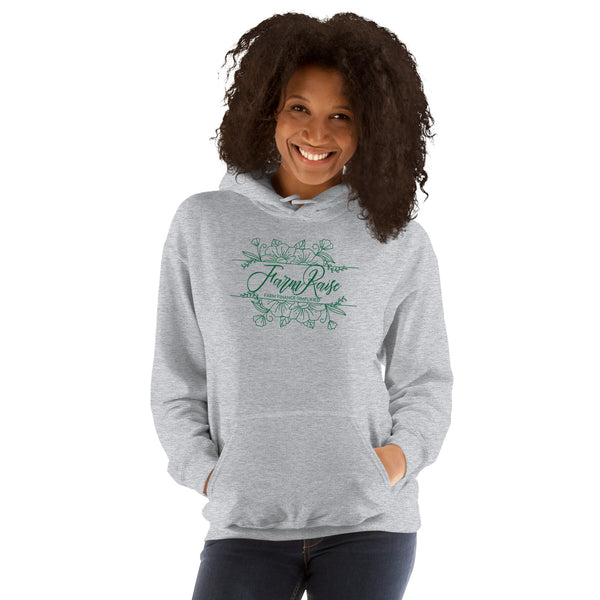 FarmRaise Floral Unisex Hoodie Green Writing